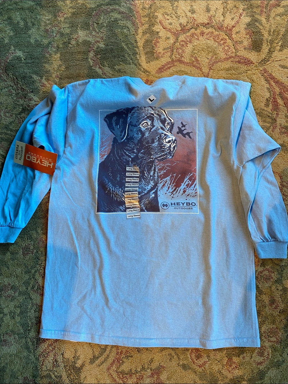Heybo Kids' Long Sleeve Dog Graphic Tee in Light Blue